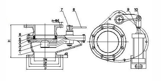 氣動(dòng)陶瓷擺動(dòng)閥結(jié)構(gòu)圖 氣動(dòng)陶瓷擺動(dòng)閥結(jié)構(gòu)圖